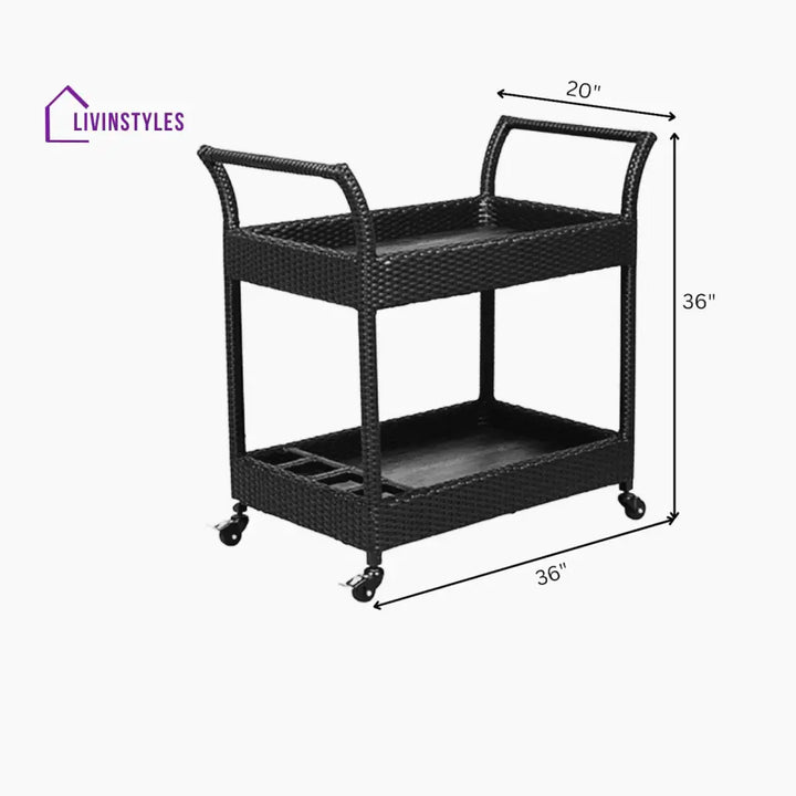 Avis Outdoor Patio Bar Serving Cart (Dark Brown) - Wicker