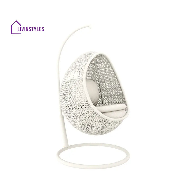 Avitia Single Seater Hanging Swing With Stand For Balcony Garden Swing (White) - Swings