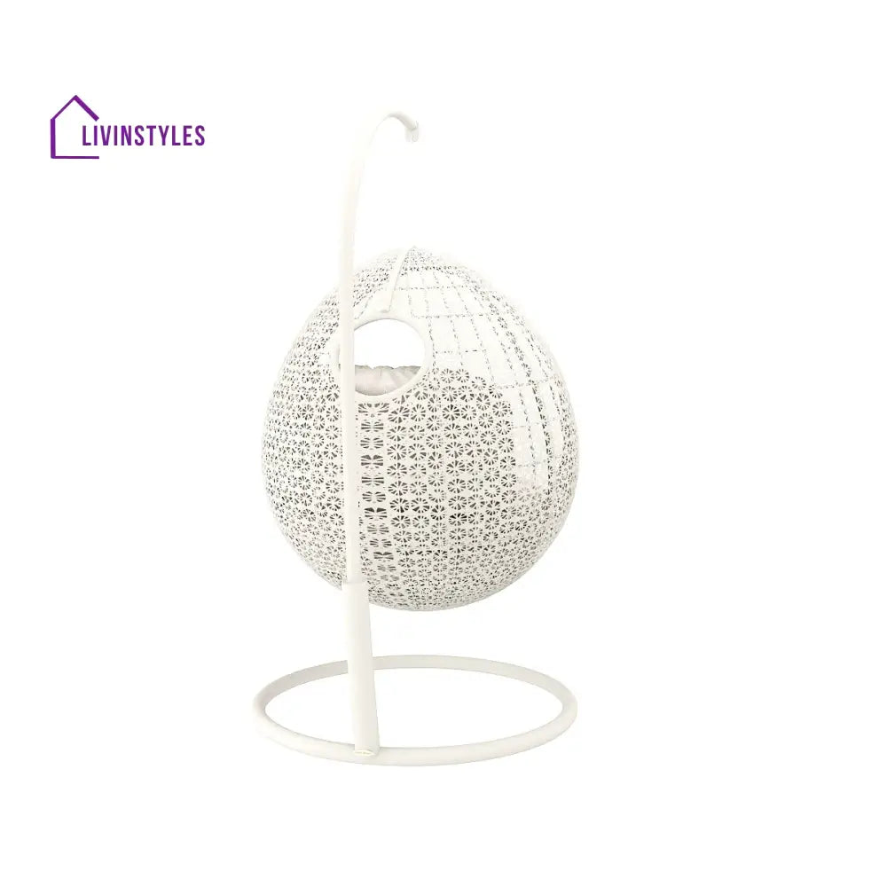 Avitia Single Seater Hanging Swing With Stand For Balcony Garden Swing (White) - Swings
