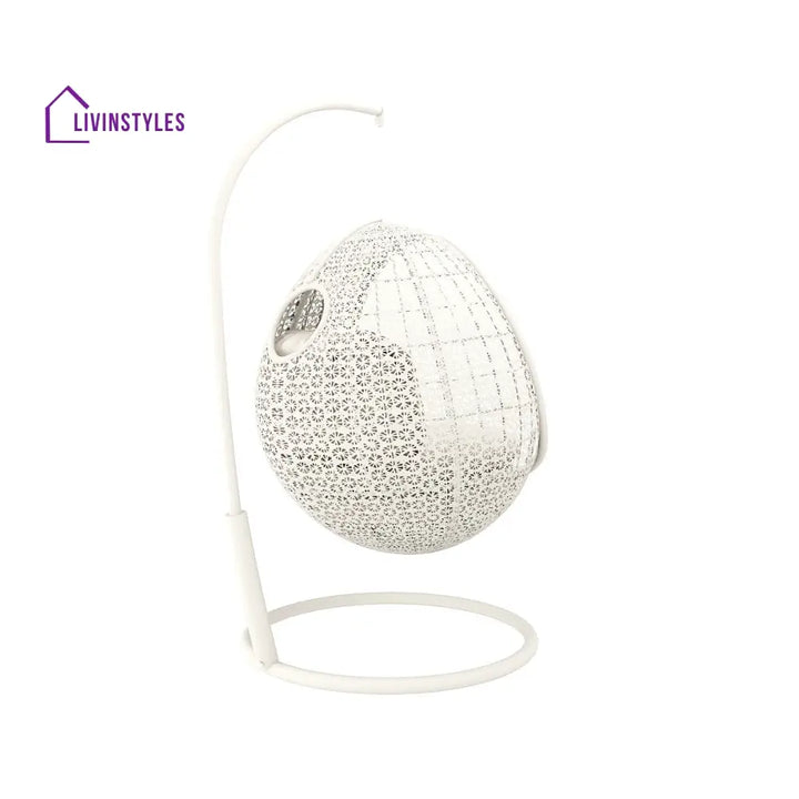 Avitia Single Seater Hanging Swing With Stand For Balcony Garden Swing (White) - Swings