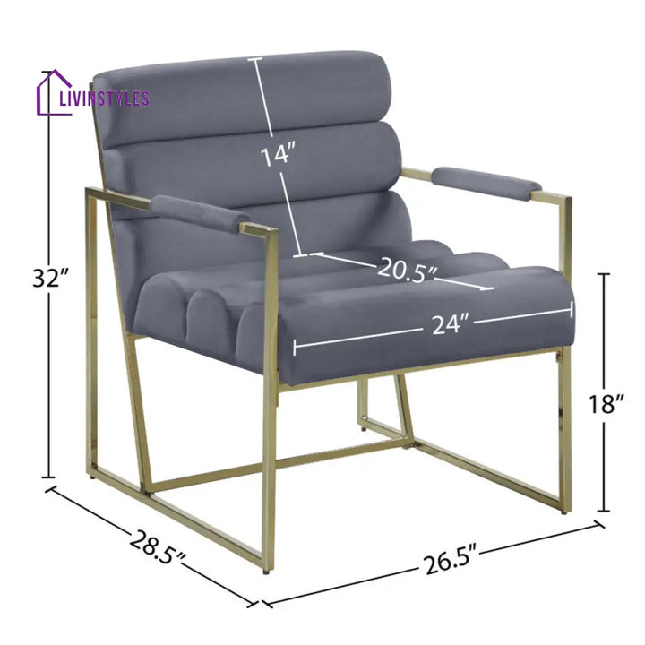 Avni Metal and Fabric Arm Chair | Living Room Chair | Lounge Chair