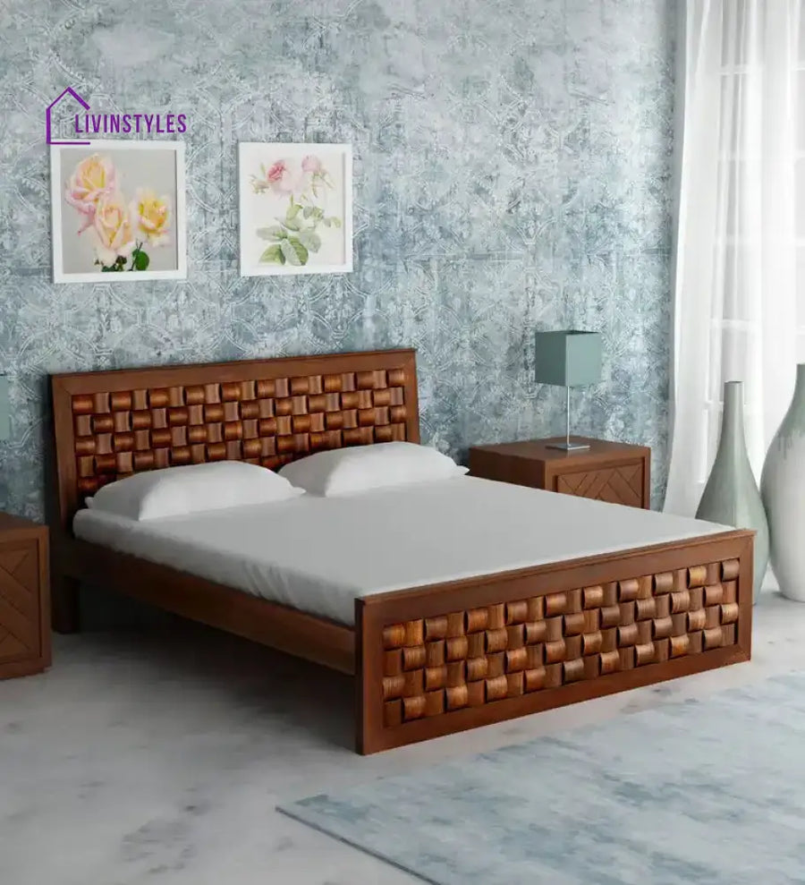 Niware Solid Sheesham Wood Beds Queen / Teak Bed without storage