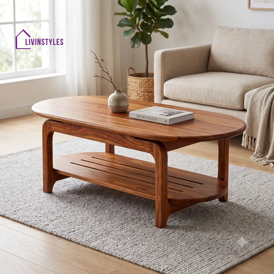 Axelle Wooden Coffee Table for Living Room | Tea Table | Teapoy | Center table