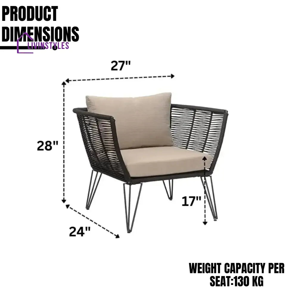 Ayan Outdoor Rope 1 Piece Patio Single Seater Sofa - Sofa Set