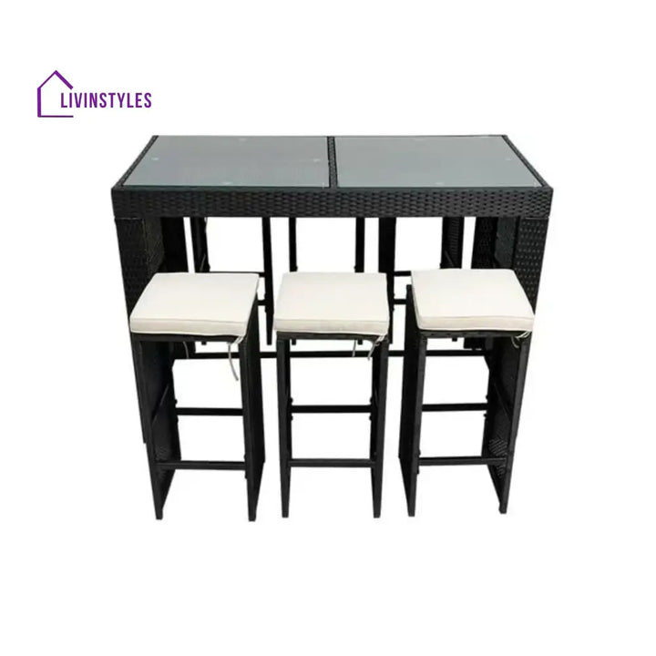 Ayana 7-Piece Outdoor Rattan Wicker Bar Set with Glass Top Table - Bar Set