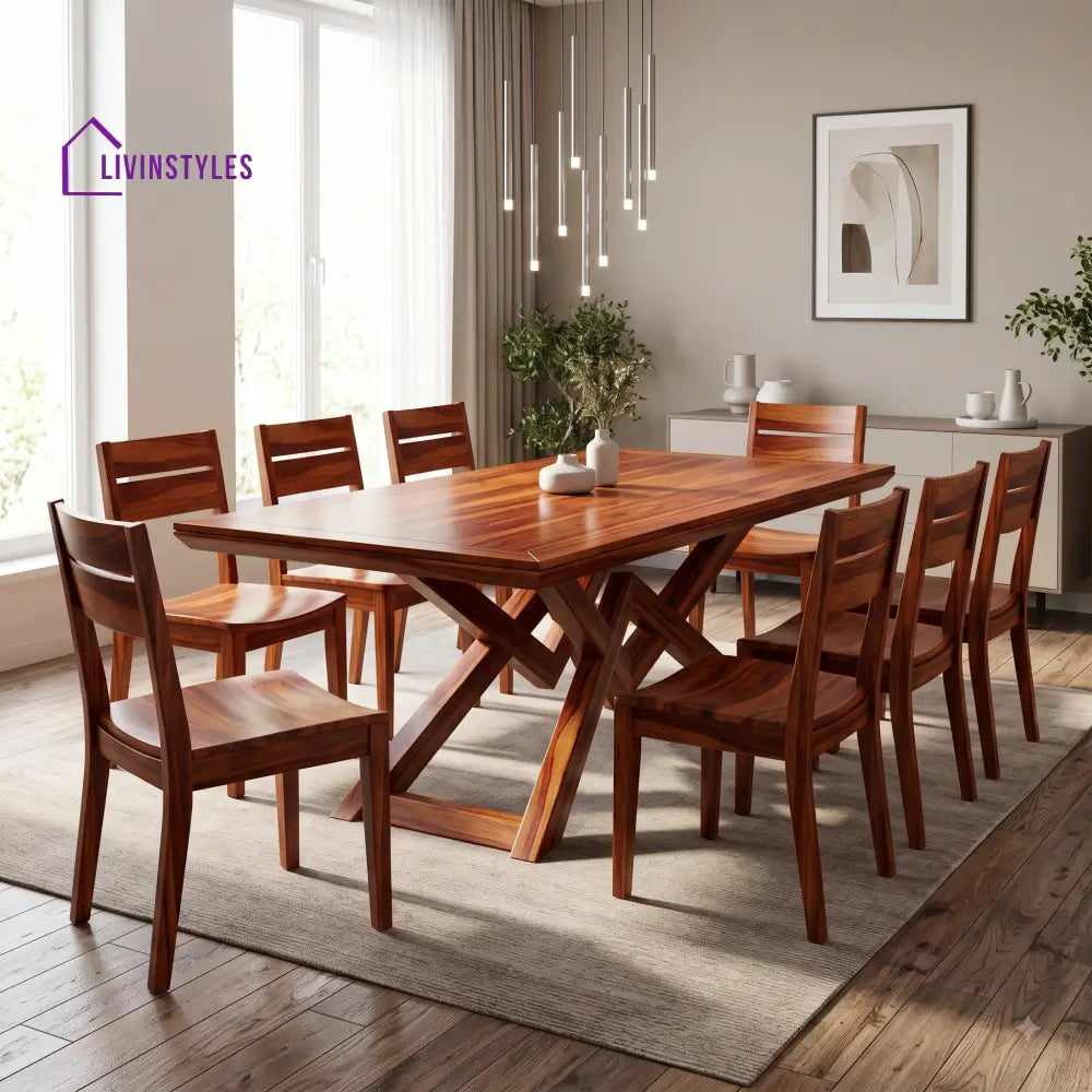 Ayansh Premium Solid Wood 8 Seater Dining Table Set