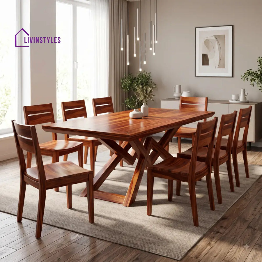 Ayansh Premium Solid Wood 8 Seater Dining Table Set