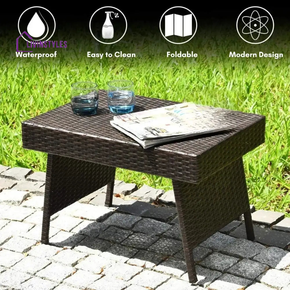 Ayotunde Outdoor Rattan Wicker Foldable Table - Table