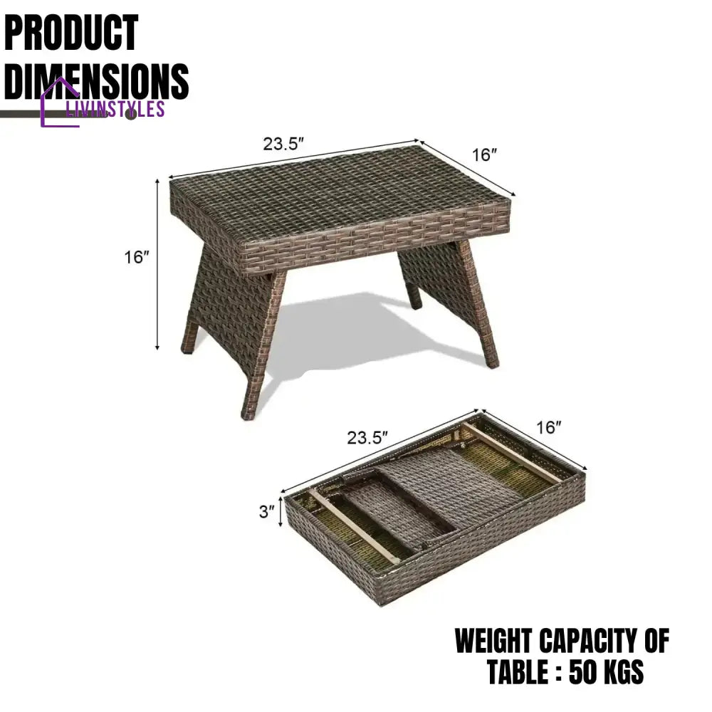 Ayotunde Outdoor Rattan Wicker Foldable Table - Table