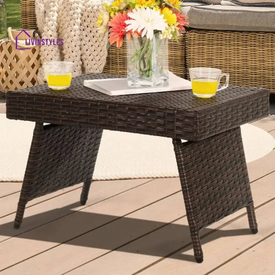 Ayotunde Outdoor Rattan Wicker Foldable Table - Table