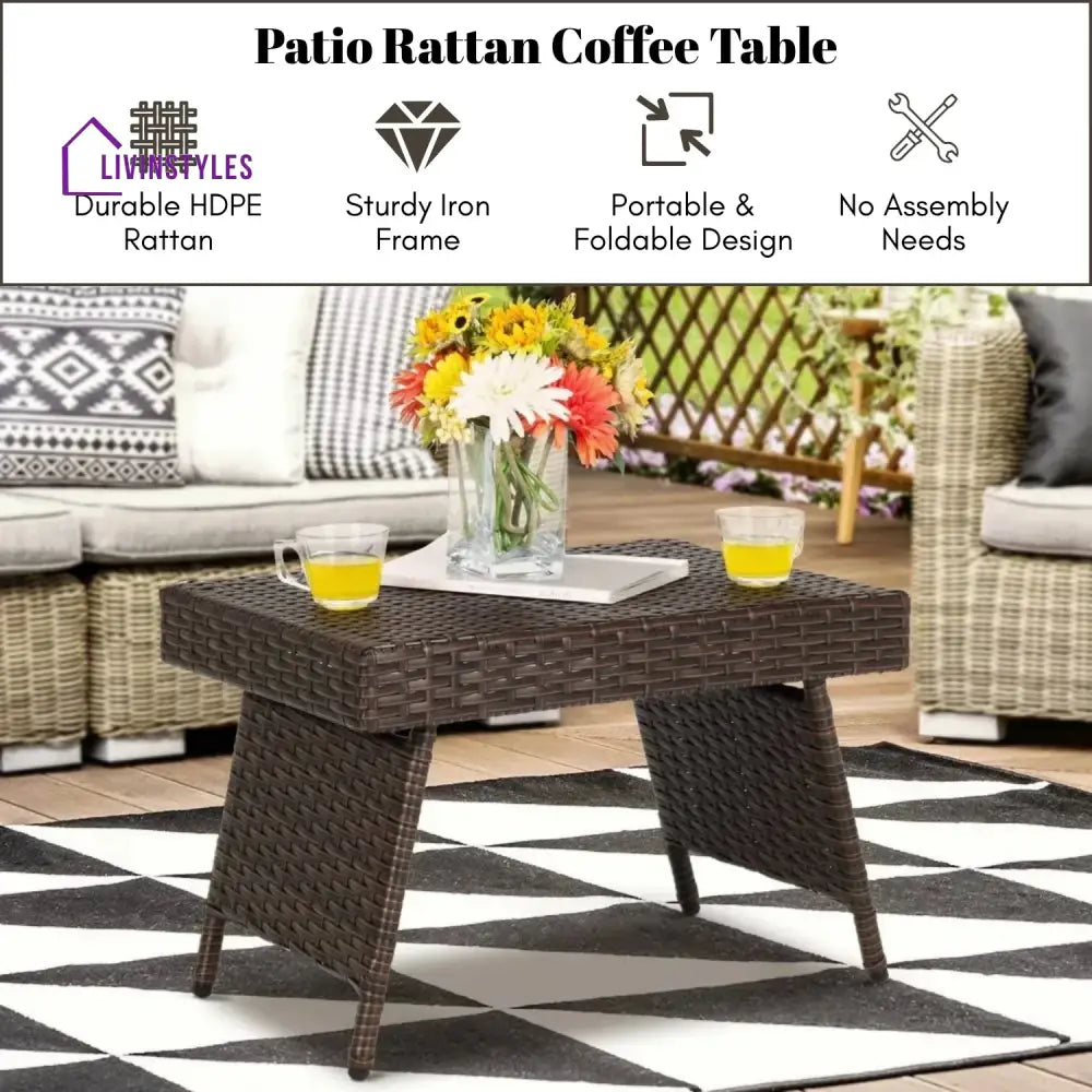 Ayotunde Outdoor Rattan Wicker Foldable Table - Table