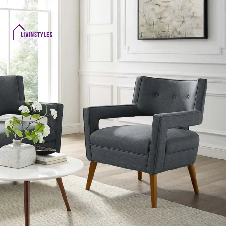 Ayra Solid Wood Frame and Fabric Arm Chair | Living Room Chair | Lounge Chair