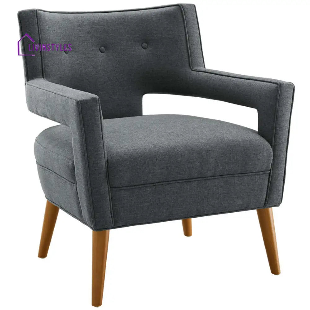 Ayra Solid Wood Frame and Fabric Arm Chair | Living Room Chair | Lounge Chair