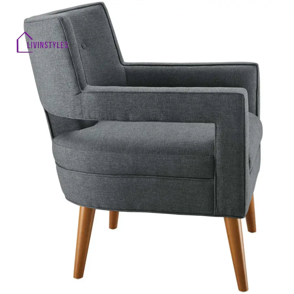 Ayra Solid Wood Frame and Fabric Arm Chair | Living Room Chair | Lounge Chair