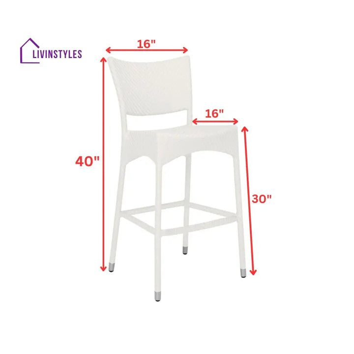 Aysel Outdoor Patio Bar Chair 2 Chairs For Balcony (White) - Bar Sets