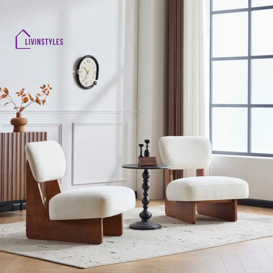Ayushi Solid Wood and Fabric Arm Chair | Living Room Chair | Lounge Chair