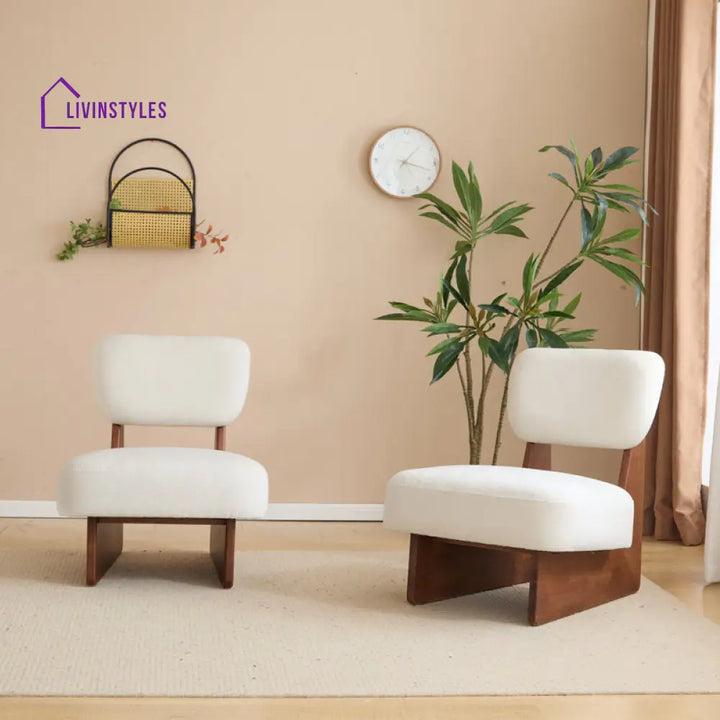 Ayushi Solid Wood and Fabric Arm Chair | Living Room Chair | Lounge Chair