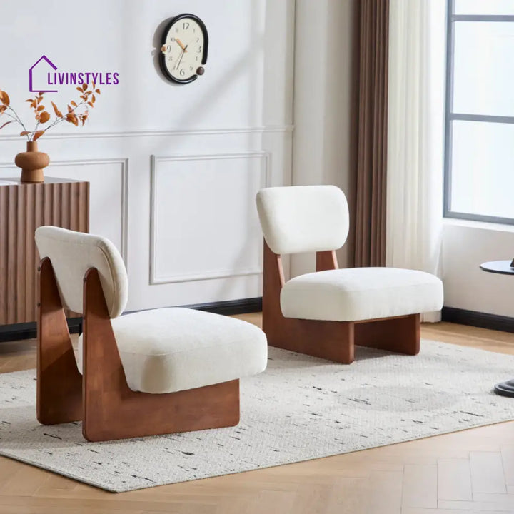 Ayushi Solid Wood and Fabric Arm Chair | Living Room Chair | Lounge Chair