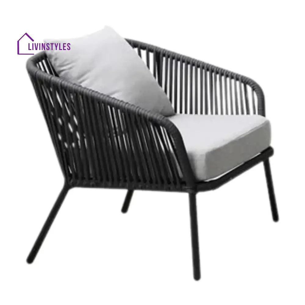 Azalea 4-Piece Outdoor Rope Patio Sofa Set (Black & Off-White) - Sofa Set
