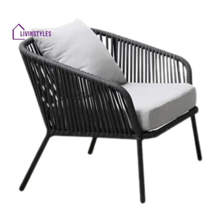 Azalea 4-Piece Outdoor Rope Patio Sofa Set (Black & Off-White) - Sofa Set