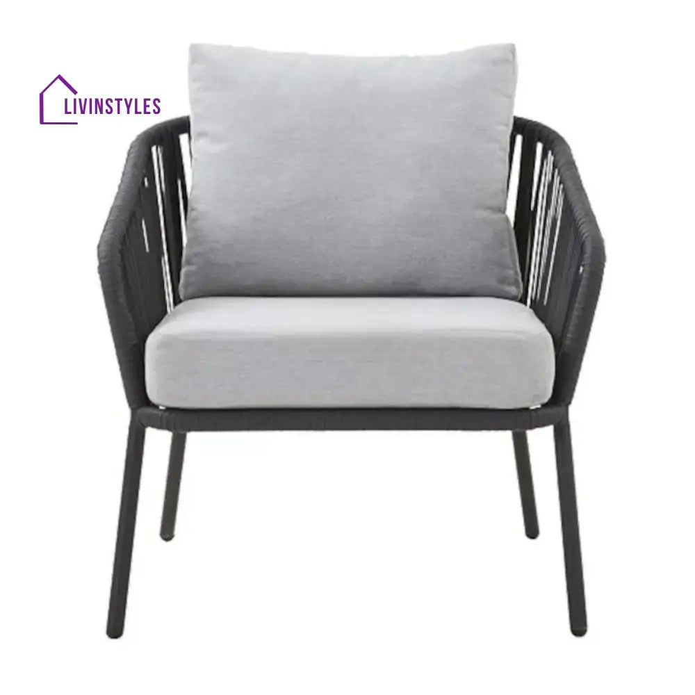 Azalea 4-Piece Outdoor Rope Patio Sofa Set (Black & Off-White) - Sofa Set