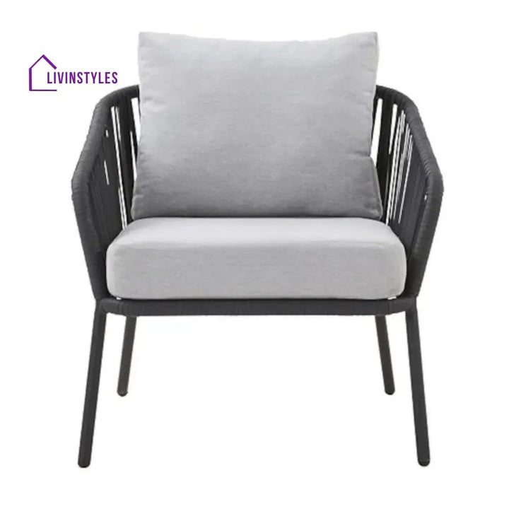 Azalea 4-Piece Outdoor Rope Patio Sofa Set (Black & Off-White) - Sofa Set