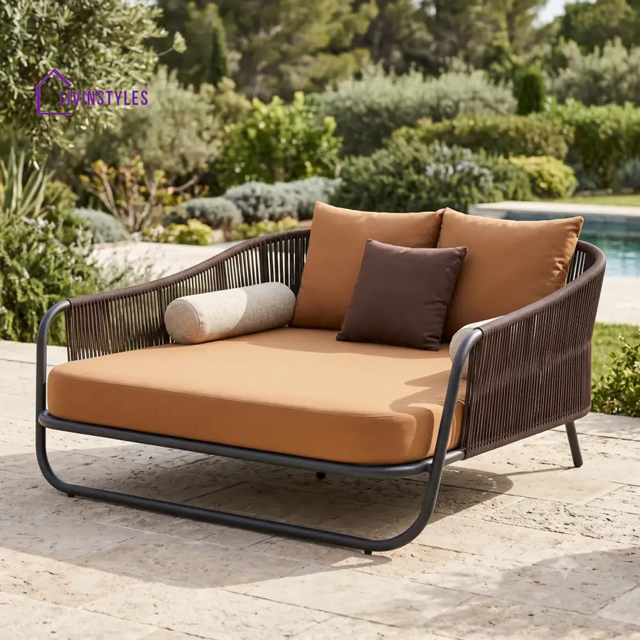 Azelie Premium Outdoor Day Bed in Metal Frame with Powder Coated & Rope