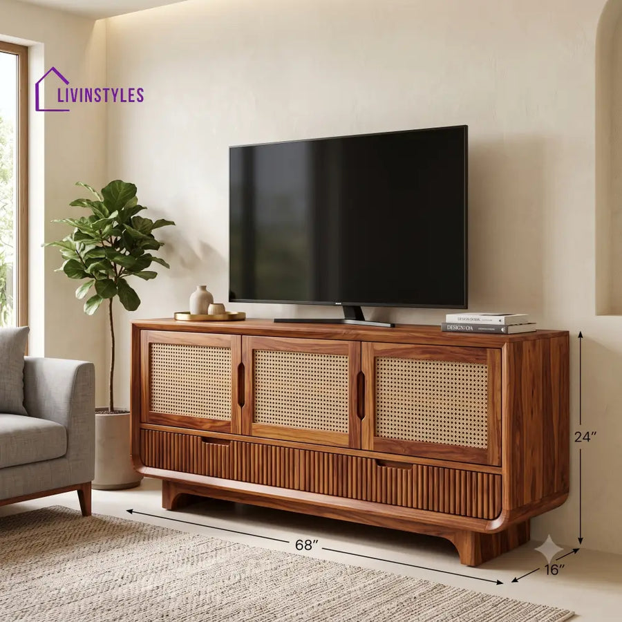 Azelie Solid Sheesham Wood Tv Unit for Living Room | Tv Cabinet | Tv Console Unit