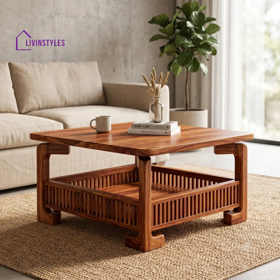 Azélie Wooden Coffee Table for Living Room | Tea Table | Teapoy | Center table