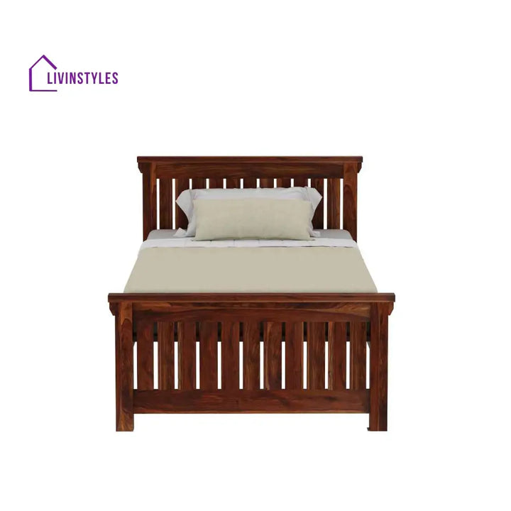 Azucena Solid Sheesham Wood Single Bed Without Storage (Natural Finish) Bed