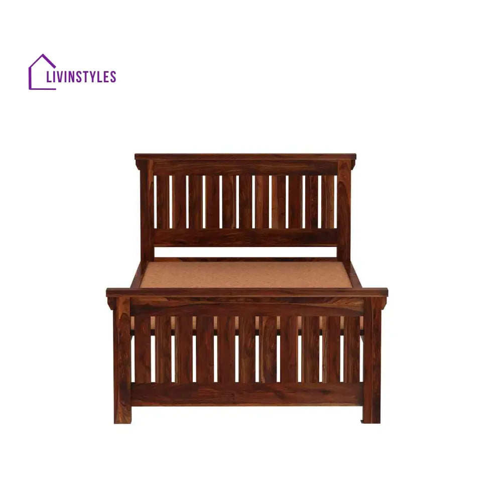 Azucena Solid Sheesham Wood Single Bed Without Storage (Natural Finish) Bed