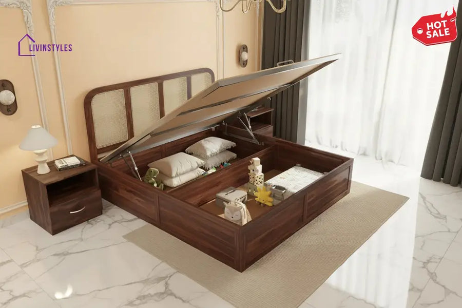 Azul Hydraulic Bed in Sheesham Wood - King Size