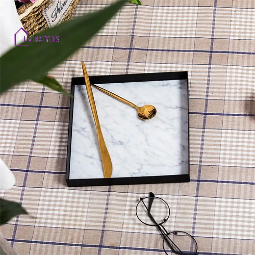 Azura Square White Marble Tray Decorative Trays