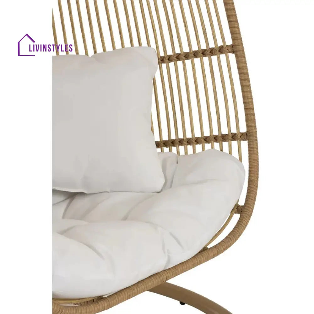 Azzolino Single Seater Hanging Swing With Stand For Balcony Garden Swing (Honey) - Swings