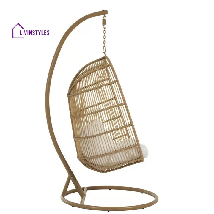 Azzolino Single Seater Hanging Swing With Stand For Balcony Garden Swing (Honey) - Swings