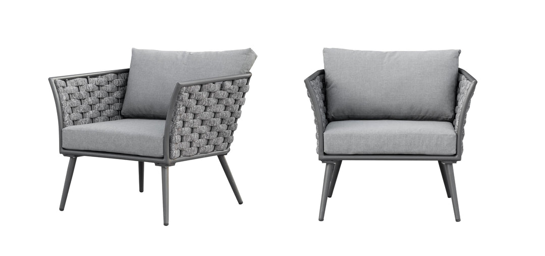 Klorix Outdoor Garden Balcony Sofa Set 3 Seater, 2 Single seater and 1 Center Table Set, Braid & Rope (Grey)