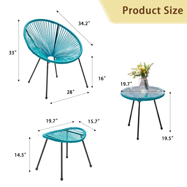 Legacy Outdoor Patio Seating Set 2 Chairs and 1 Table Set (Blue)