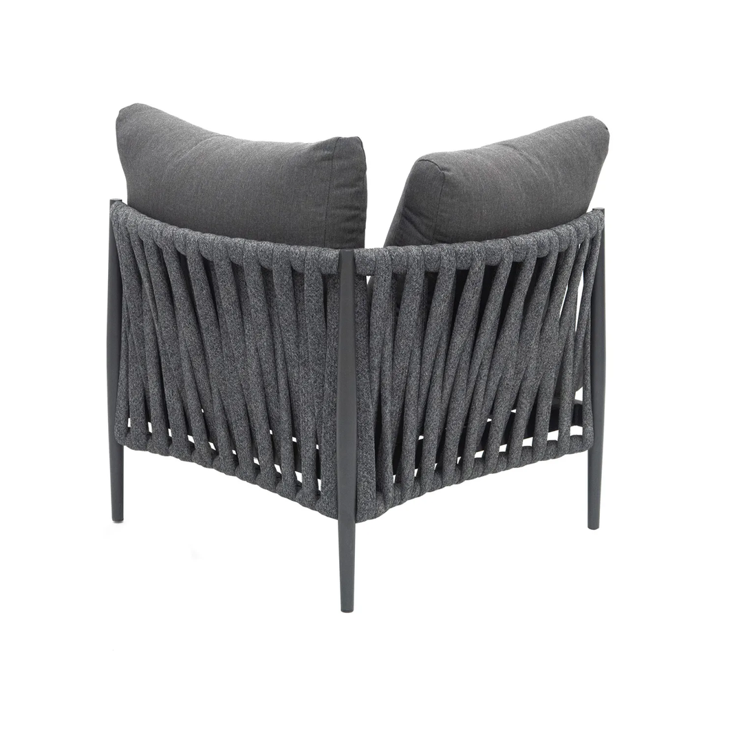 Fabian Outdoor Garden Balcony Sofa Set 5 Seater and 1 Center Table Set, Braid & Rope (Dark Grey)