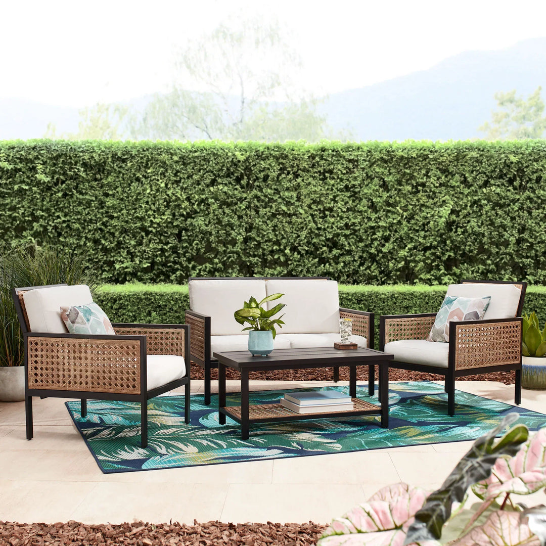 Vizoly Outdoor Garden Balcony Sofa Set  2 Seater, 2 Single seater and 1 Center Table Set (Brown)