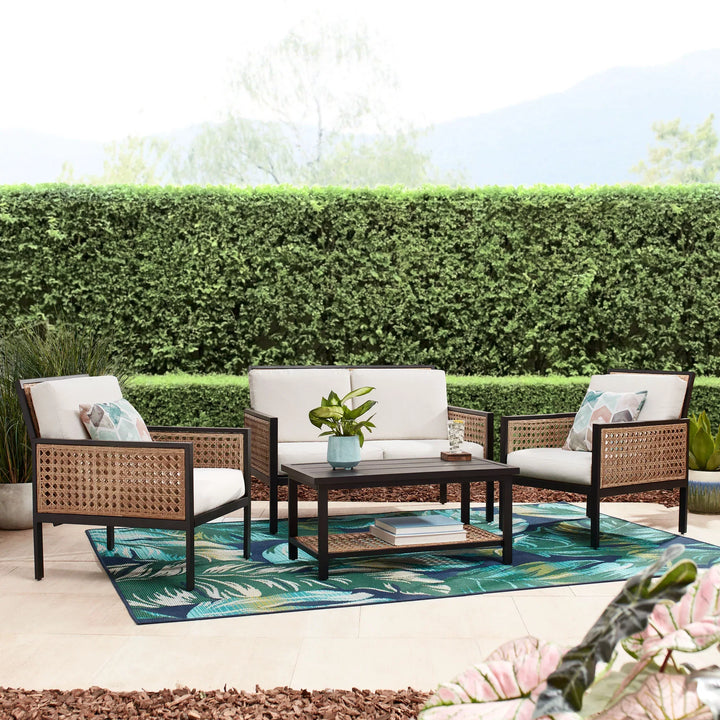 Vizoly Outdoor Garden Balcony Sofa Set  2 Seater, 2 Single seater and 1 Center Table Set (Brown)