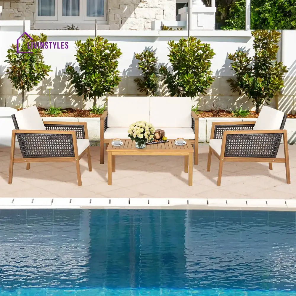 Baaz Outdoor Garden Balcony Sofa Set 2 Double Seater 4 Single seater 2 Double seater With 2 Center Table Set (Brown
