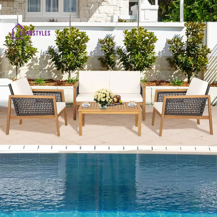 Baaz Outdoor Garden Balcony Sofa Set 2 Double Seater 4 Single seater 2 Double seater With 2 Center Table Set (Brown