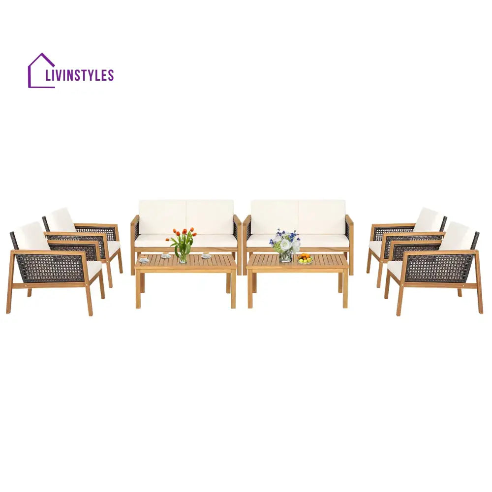 Baaz Outdoor Garden Balcony Sofa Set 2 Double Seater 4 Single seater 2 Double seater With 2 Center Table Set (Brown