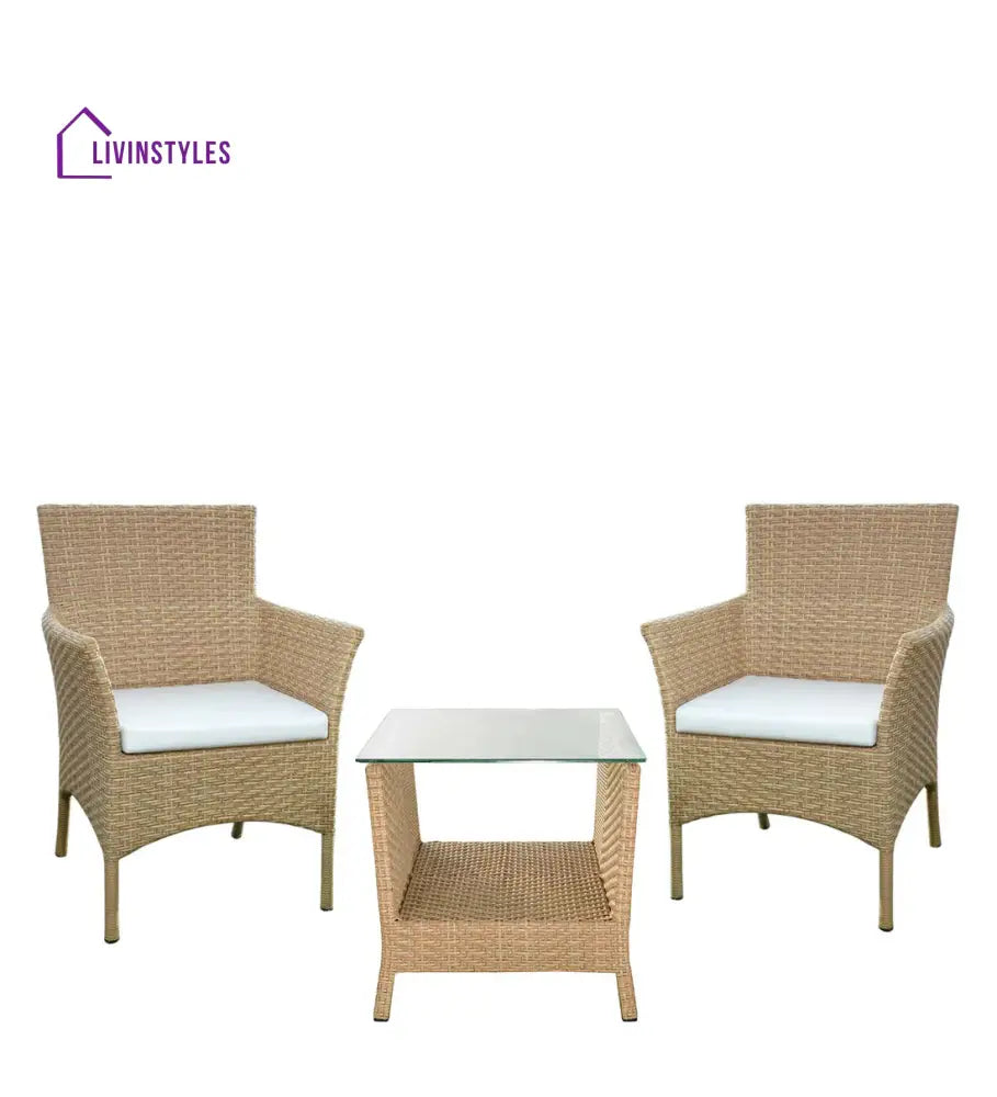 Babai Outdoor Patio Seating Set 2 Chairs and 1 Table Set (Cream) - Coffee Table Sets