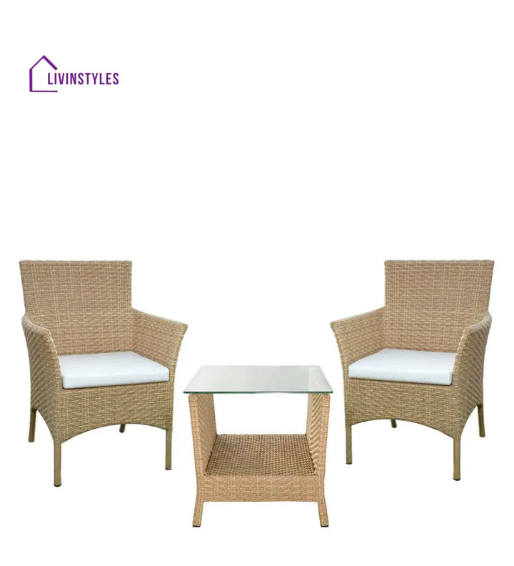 Babai Outdoor Patio Seating Set 2 Chairs and 1 Table Set (Cream) - Coffee Table Sets