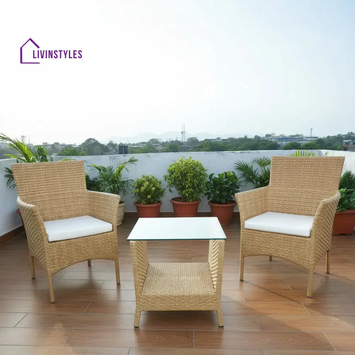 Babai Outdoor Patio Seating Set 2 Chairs and 1 Table Set (Cream) - Coffee Table Sets