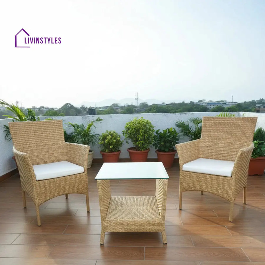 Babai Outdoor Patio Seating Set 2 Chairs and 1 Table Set (Cream) - Coffee Table Sets