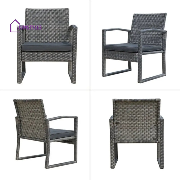 Babun Outdoor Patio Seating Set 2 Chairs and 1 Table Set (Grey) - Coffee Table Sets