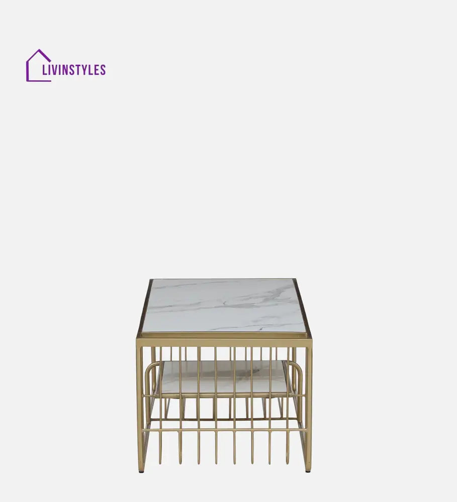 Balaji Metal Coffee Table With Marble Top