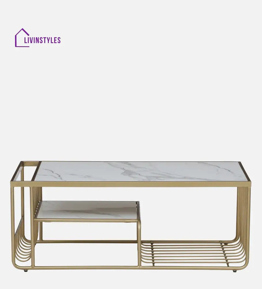 Balaji Metal Coffee Table With Marble Top